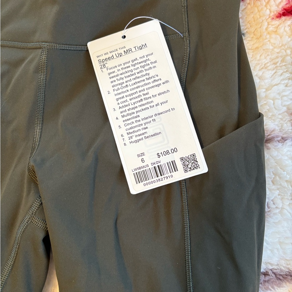Lululemon Speed Up Leggings - Dark Olive